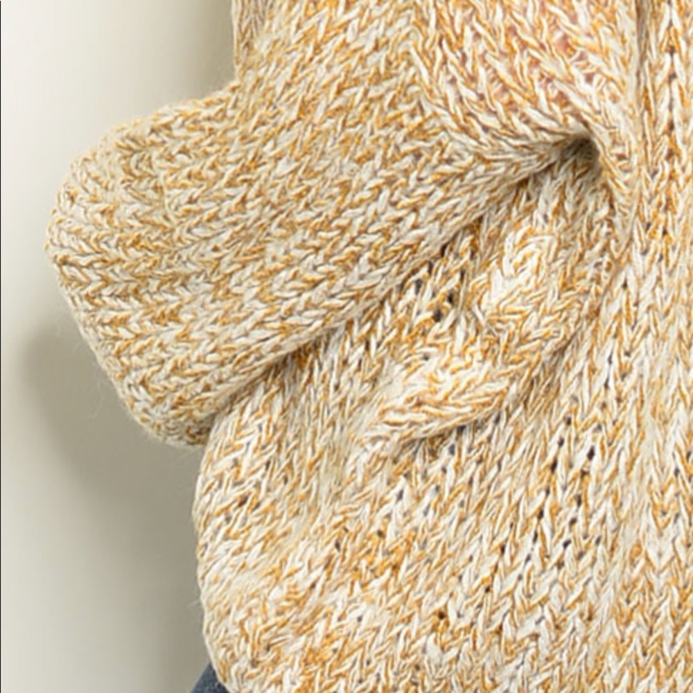 ♦️Ivory Mix Mustard Scoop Neck Sweater - Picture 5 of 6